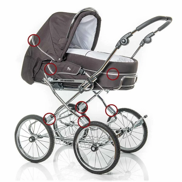 HESBA ClassicA Kinderwagen Außen 557, Innen 150 Mit Schwenkbaren Vorderrädern Schwarz SW-SL 2/25 7 HESBA ClassicA Kinderwagen Außen 557, Innen 150 Mit Schwenkbaren Vorderrädern Schwarz SW-SL 2/25 – Bild 7