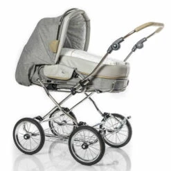 HESBA Condor Coupe Kinderwagen Außen 793 Innen 200 Teilleder Räder Schwarz 25 Cm, Ledergriff Greige