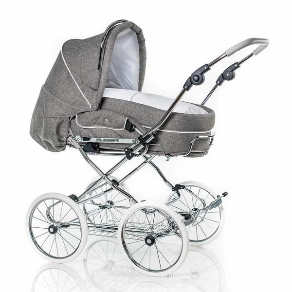 HESBA Condor Coupe Kinderwagen Außen 767 Innen 109 Räder Weiß 30 Cm, Ledergriff Grau 1 HESBA Condor Coupe Kinderwagen Außen 767 Innen 109 Räder Weiß 30 Cm, Ledergriff Grau