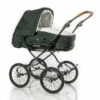 HESBA Condor Light Kinderwagen Außen 685 Innen 130 Black Edition - Räder Schwarz 30 Cm, Ledergriff Hellbraun