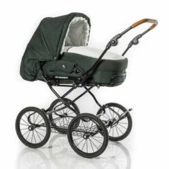 HESBA Condor Light Kinderwagen Außen 685 Innen 130 Black Edition - Räder Schwarz 30 Cm, Ledergriff Hellbraun