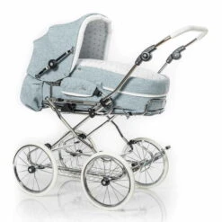 HESBA Corrado Kinderwagen Außen 541 Innen 700 Teilleder Räder Weiß 30 Cm, Ledergriff Weiß