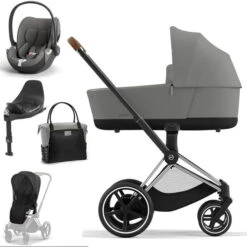 CYBEX E-PRIAM Kinderwagen Mirage Grey Bundle New Generation Inkl. 8 Zubehörartikel