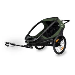 Hamax Outback Fahrradanhänger Grün/Schwarz Inkl. Deichsel & Buggyrad -Kinderreise Angebote Store ham400062 outback green bicycle arm