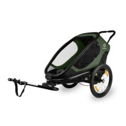 Hamax Outback One Fahrradanhänger Grün / Schwarz Inkl. Deichsel & Buggyrad -Kinderreise Angebote Store ham400063 hamax kinderfahrradanhaenger outback one green black