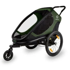 Hamax Outback One Fahrradanhänger Grün / Schwarz Inkl. Deichsel & Buggyrad -Kinderreise Angebote Store ham400063 hamax kinderfahrradanhaenger outback one green black rad