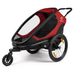 Hamax Outback Fahrradanhänger Rot/Schwarz Inkl. Deichsel & Buggyrad -Kinderreise Angebote Store ham400064 hamax outback one red black rad