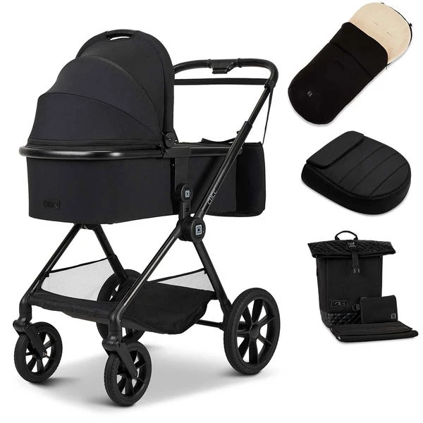 Moon Clicc Kombi-Kinderwagen Black Melange Zubehör Bundle 1 Moon Clicc Kombi-Kinderwagen Black Melange Zubehör Bundle
