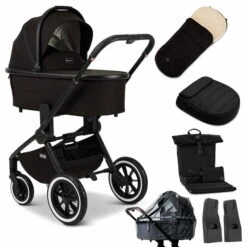 Moon Resea Plus Kinderwagen Black/black Matt Zubehör Bundle