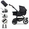Tfk Mono 2 Kombi Kinderwagen Schwarz Luftkammer Radset Bundle Mit Cupholder