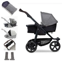 Tfk Mono 2 Kombi Kinderwagen Premium Grau Luftkammer Radset Bundle Mit Cupholder