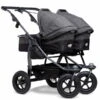 Tfk Duo Kombi Kinderwagen Premium Anthrazit Zwillingswagen Mit Luftrad-Set