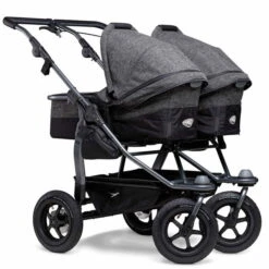 Tfk Duo Kombi Kinderwagen Premium Anthrazit Zwillingswagen Mit Luftrad-Set