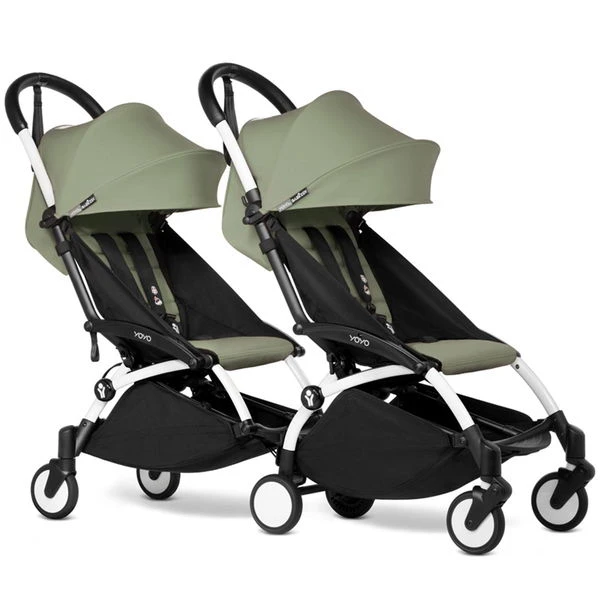 BABYZEN™ YOYO² Doppelbuggy Olive Gestell White 1 BABYZEN™ YOYO² Doppelbuggy Olive Gestell White